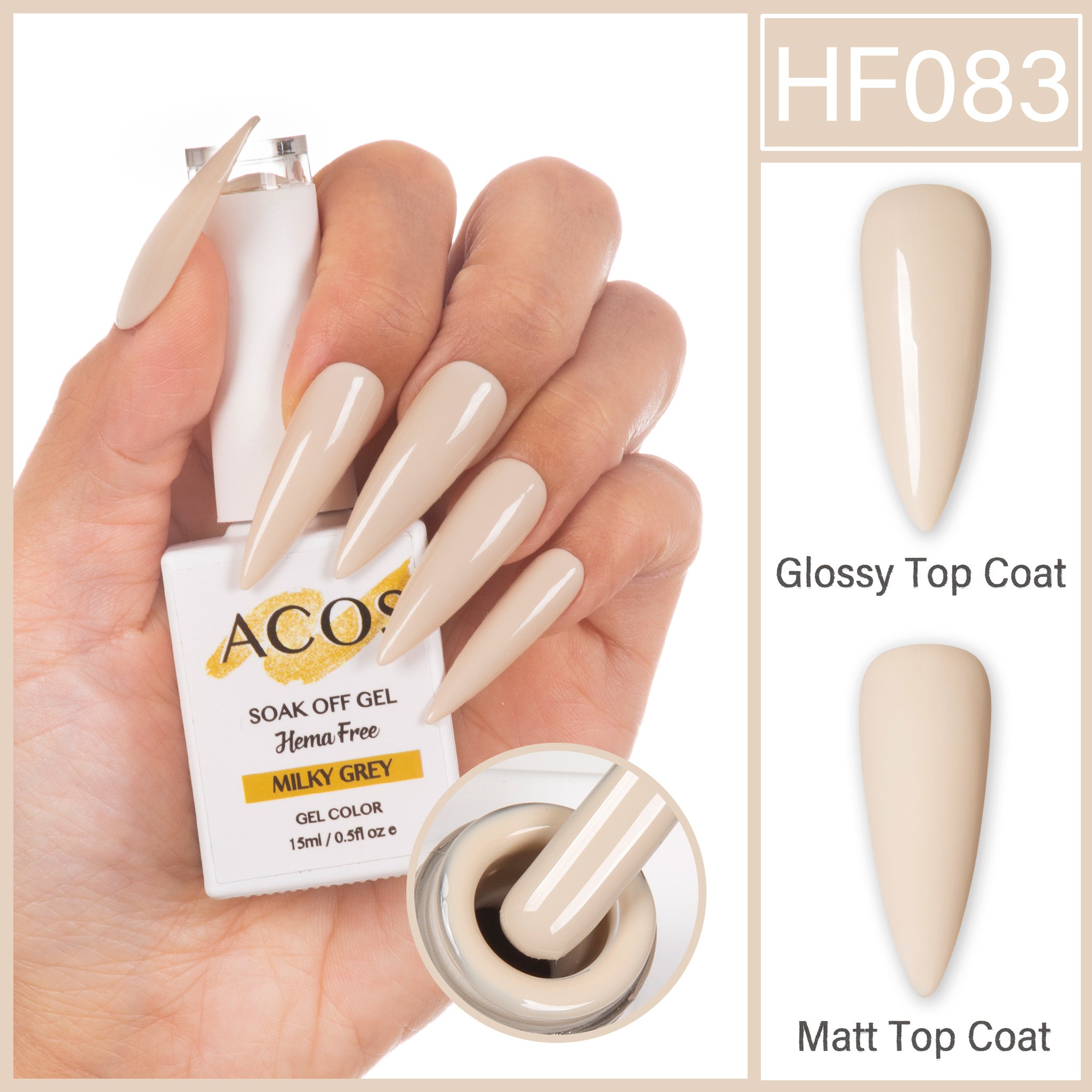 ACOS Hema Free Gel Colour MILKY GREY (083) - Lashmer