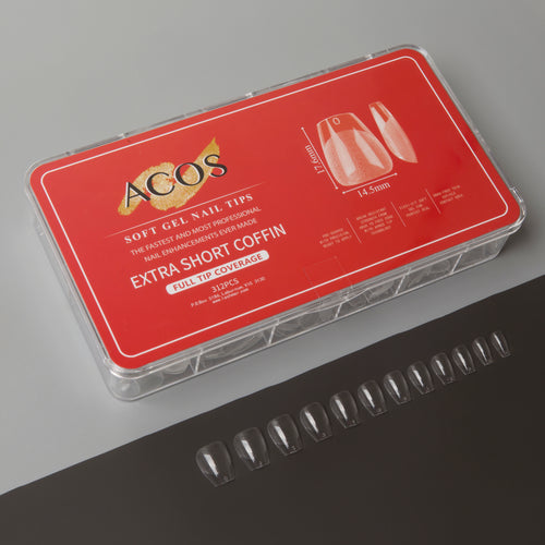 ACOS Soft Gel Nail Tips (Full Tip Coverage) - Extra Short Coffin (312pcs/box) - Lashmer