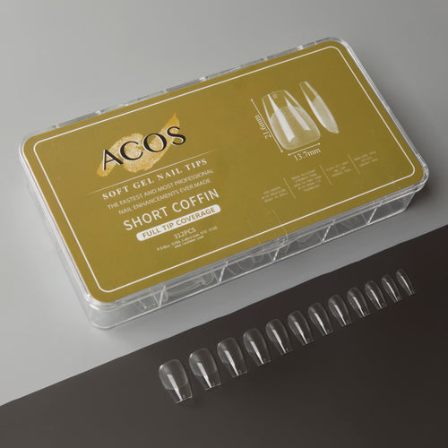 ACOS Soft Gel Nail Tips (Full Tip Coverage) - Short Coffin (312pcs/box) - Lashmer