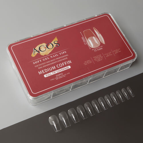 ACOS Soft Gel Nail Tips (Full Tip Coverage) - Medium Coffin (312pcs/box) - Lashmer