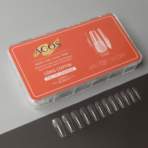 ACOS Soft Gel Nail Tips (Full Tip Coverage) - Long Coffin (312pcs/box) - Lashmer