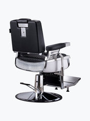 retro style black and chrome barber chair
black leather with chrome accents