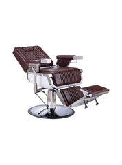 Brown leather retro barber chair recline