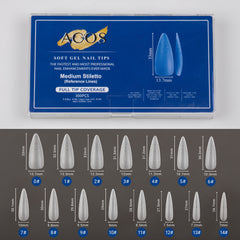 ACOS Soft Gel Nail Tips (Full Tip Coverage with lines) -Medium Stiletto - Lashmer