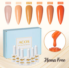 ACOS Hema Free Gel Polish 6pcs Set (Orange Colour ) - Lashmer