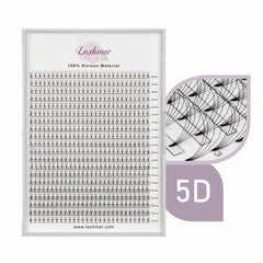 XL tray-Short Stem Premade Fans | Lashmer | C, D Curl--5D  - 20 Lines - 440 Fans, Ultra Black - Lashmer