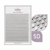 XL tray-Short Stem Premade Fans | Lashmer | B Curl--5D (thickness 0.05)- 20 Lines - 560 Fans, Ultra Black - Lashmer