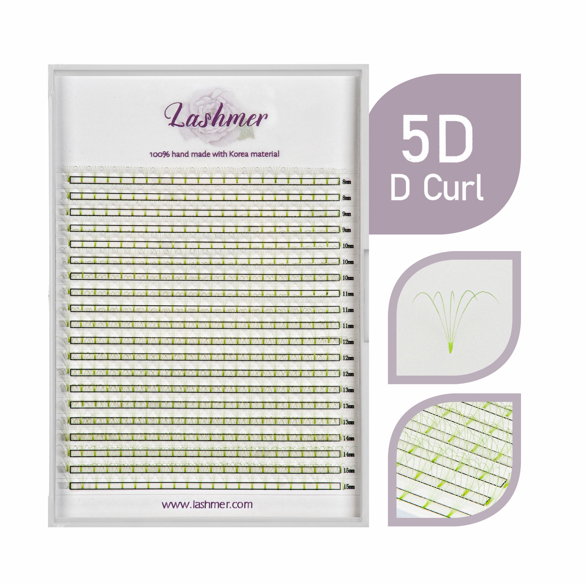 XL tray-Green 5D Premade fans Short Stem | Lashmer - Lashmer
