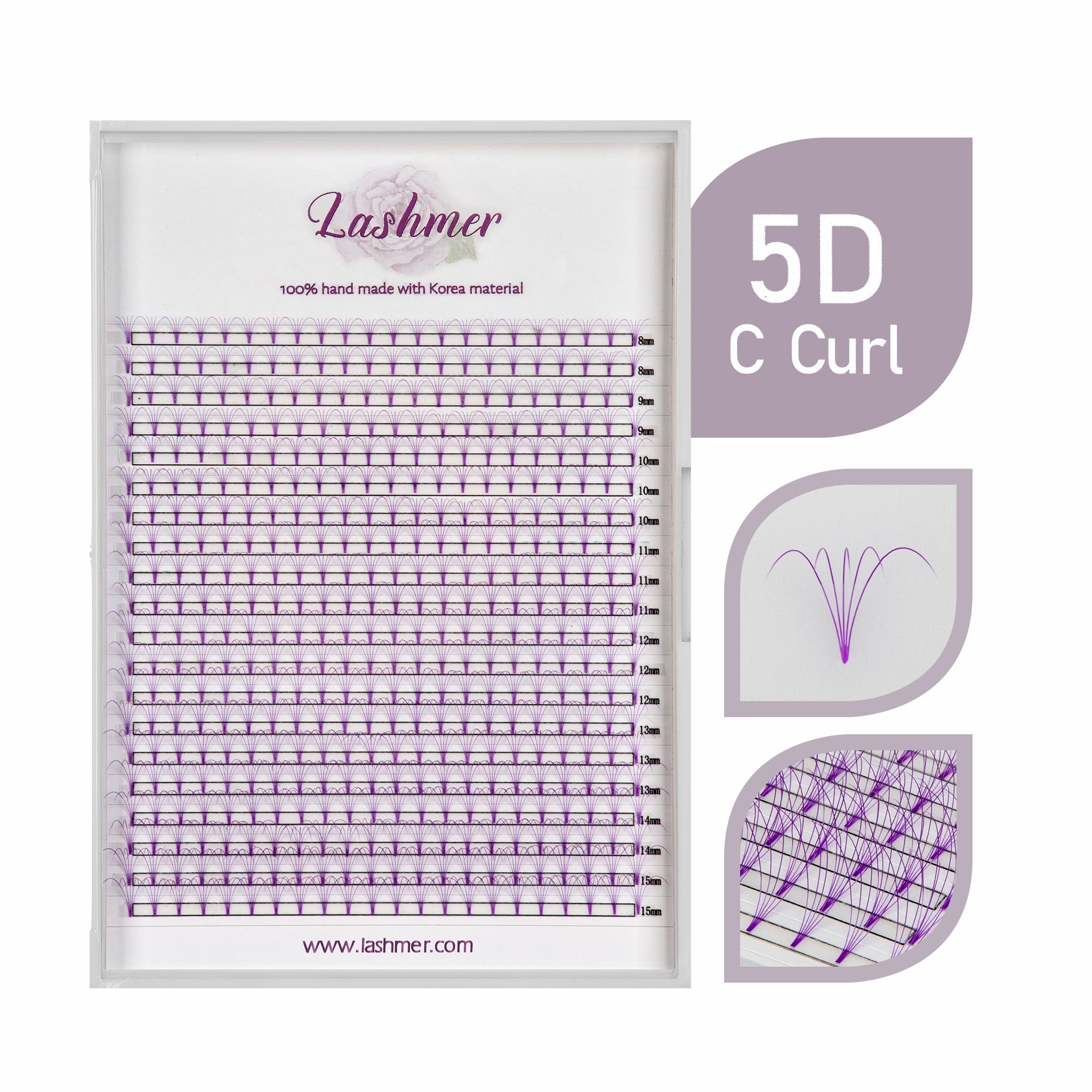 XL tray-Purple 5D Premade fans Short Stem | Lashmer - Lashmer