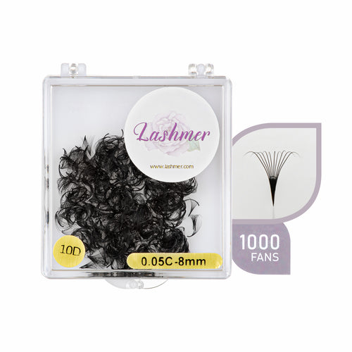 10D Loose Promade Fans | Lashmer | C, D Curl - 1000 Fans - Lashmer Nails&Eyelashes Supplier
