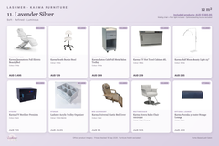 Lavender Silver package product schedule with included furniture and optional lounge