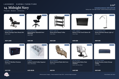 Midnight Navy package product schedule with included furniture and optional lounge