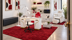 Retro Rouge nail salon interior with white walls