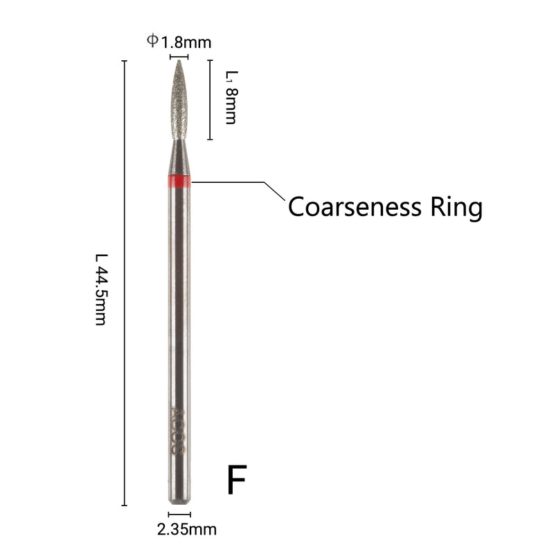 ACOS 1.8mm Fiame Shape Carbide manicure Drill Bits (Fine) - Lashmer