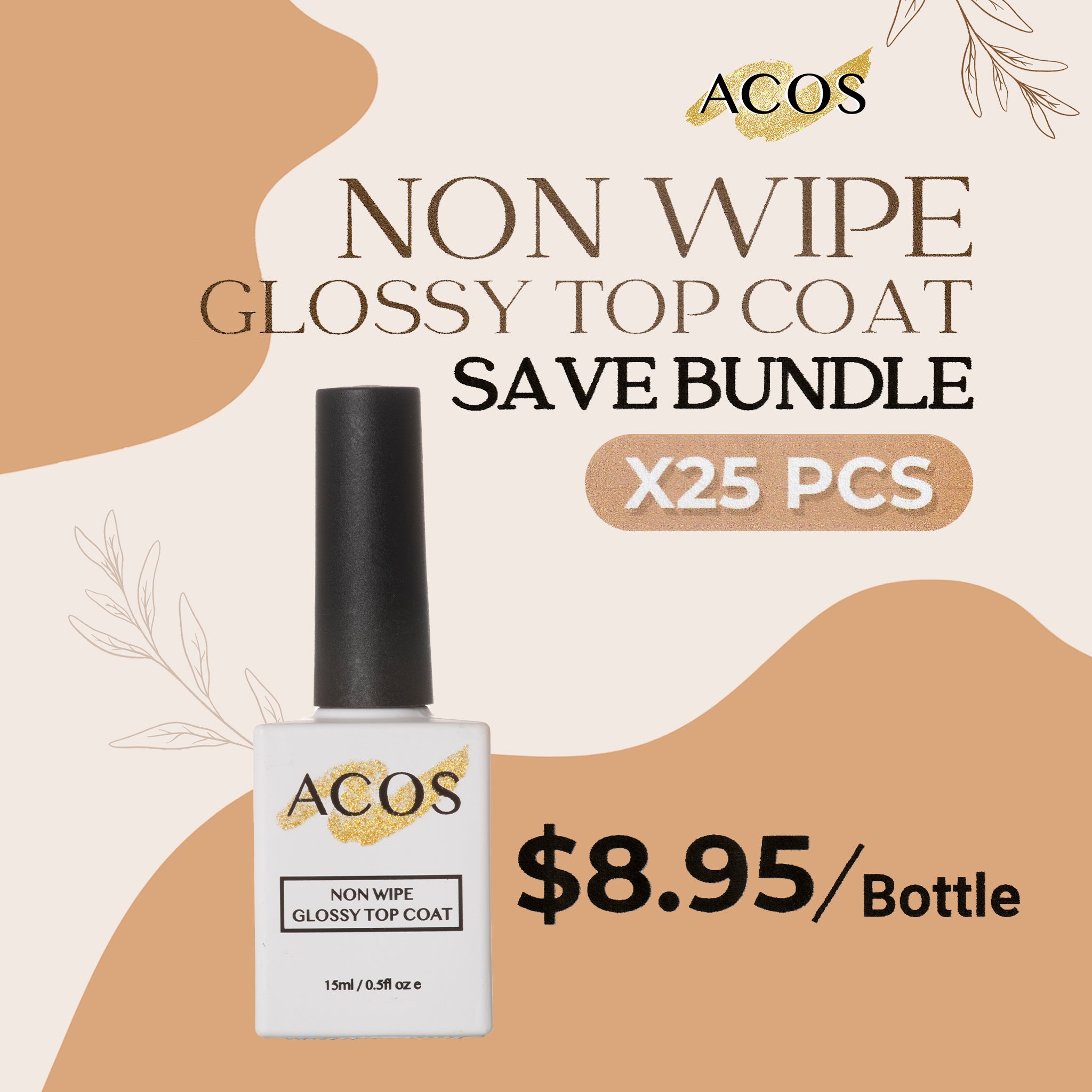 ACOS Non Wipe  Glossy  Gel top coat 15ml