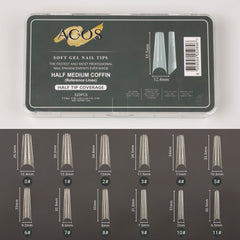 ACOS Soft Gel Nail Tips (Half Tip with lines) -Coffin (312pcs/box)