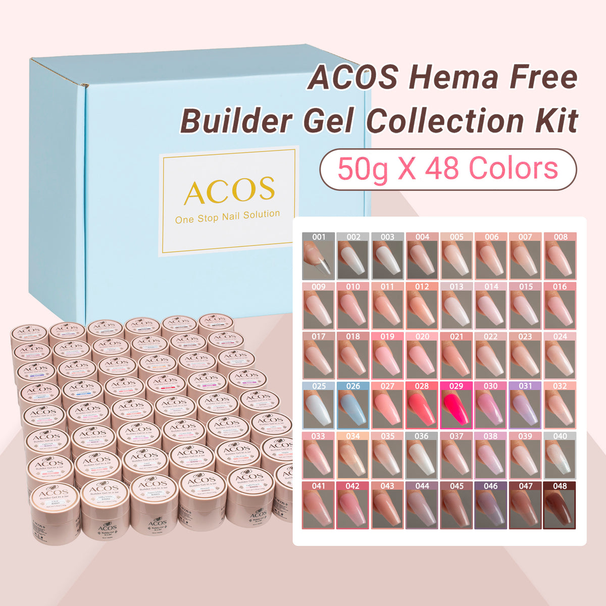 ACOS Hema Free Builder Gel in a jar Collection Kit (48 Colours)