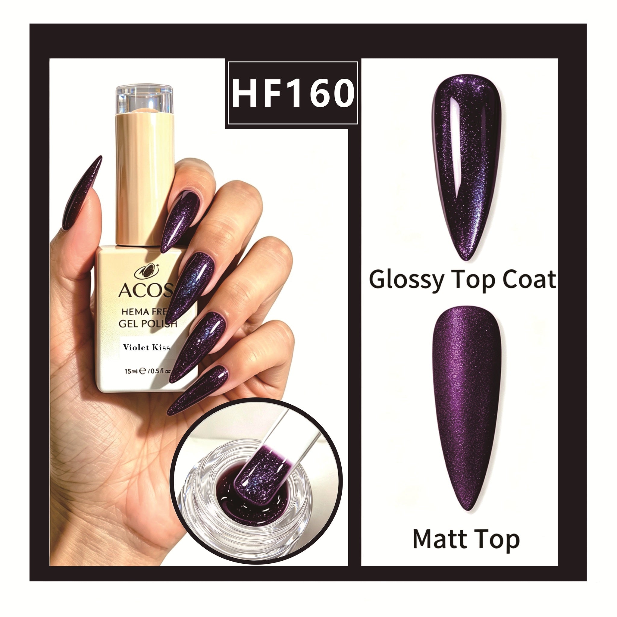 ACOS HEMA-free gel polish in Violet Kiss, colour 160