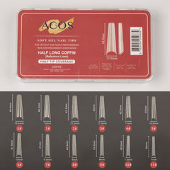 ACOS Soft Gel Nail Tips (Half Tip with lines) -Coffin (312pcs/box)