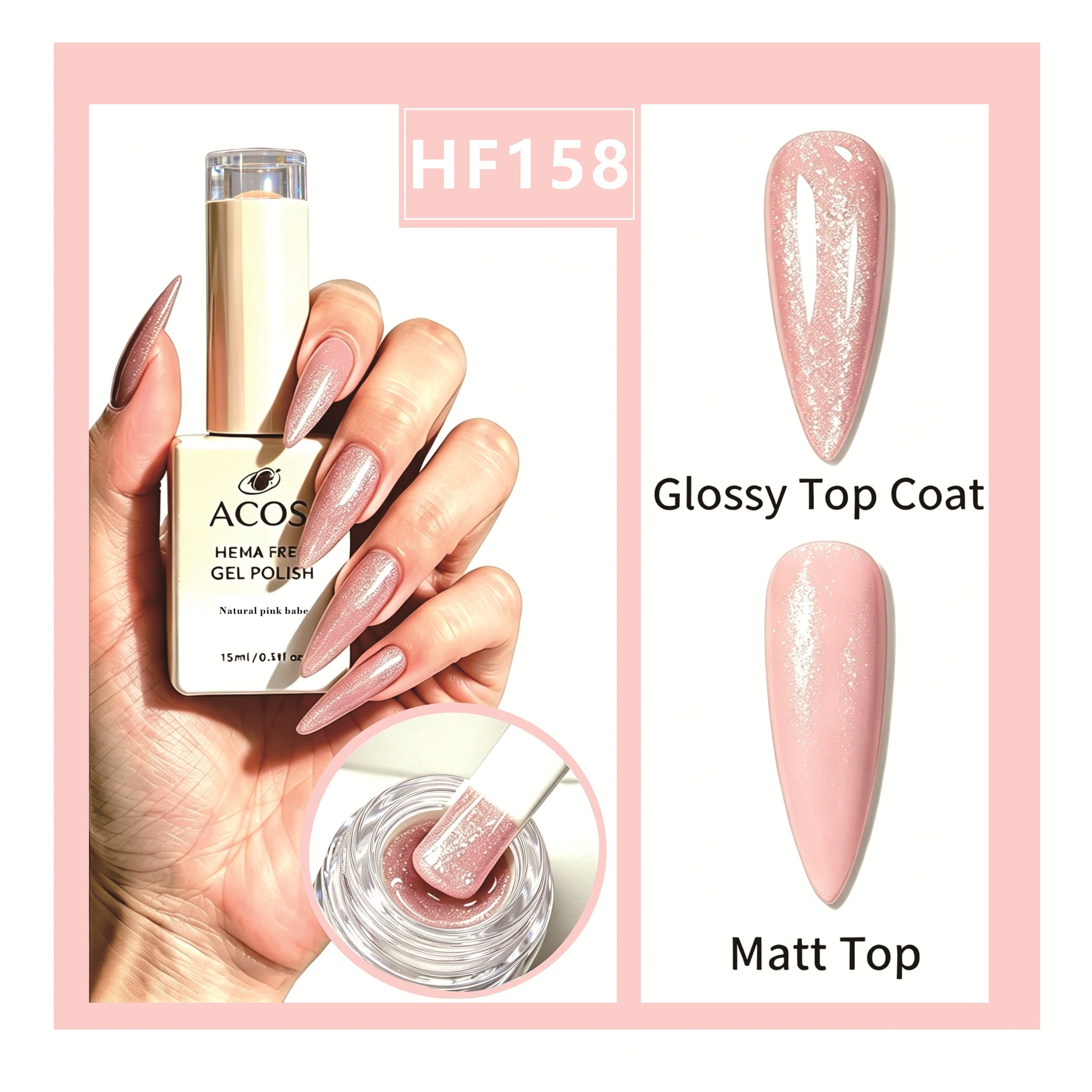 ACOS HEMA-free gel polish in Natural pink babe, colour 158