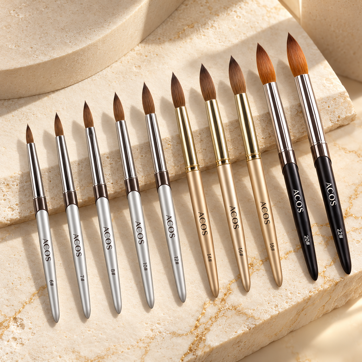 ACOS 100% Kolinsky Sable Acrylic Brush Oval Long  (Professional type)