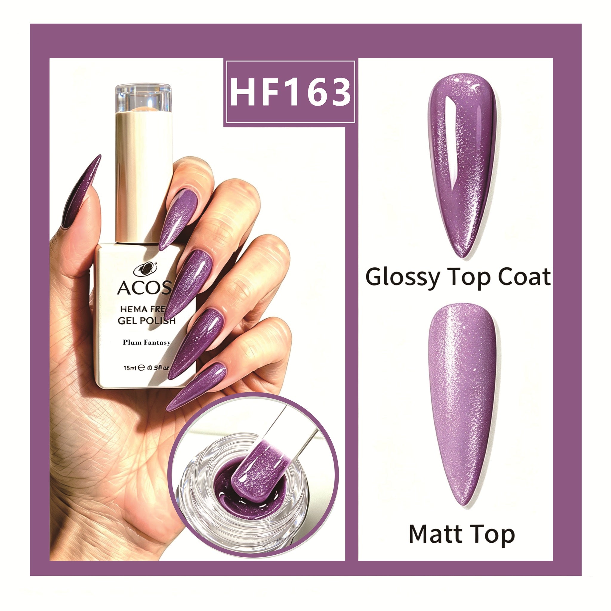 ACOS HEMA-free gel polish in Plum Fantasy, colour 163