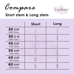 XL tray-Long Stem Premade Fans | Lashmer | C, D Curl--3D - 16 Lines - 640 Fans, Ultra Black - Lashmer