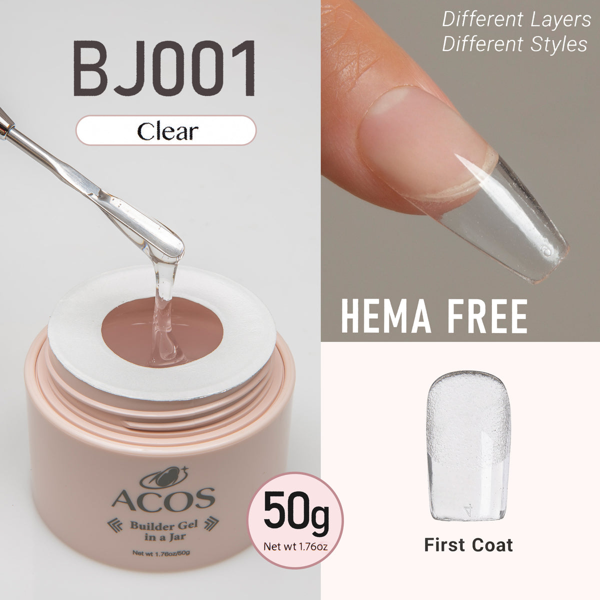 ACOS Hema Free Clear Builder Gel in a pot(50g)