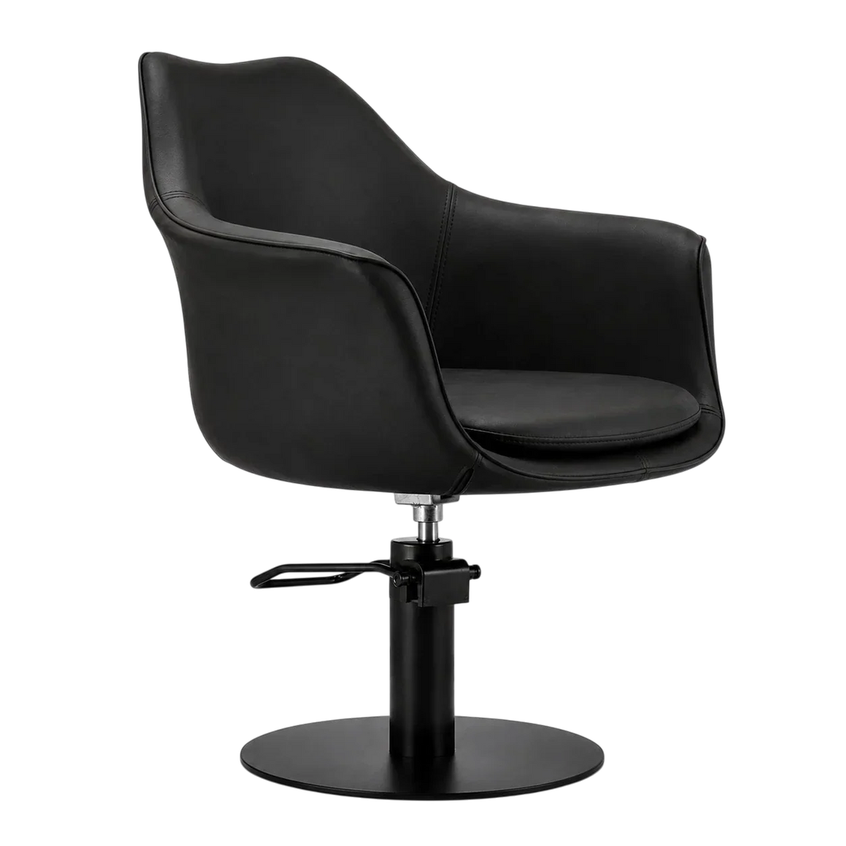 Karma Cronulla Salon Chair 02050101 - Black with Black Round Base & Black Pump