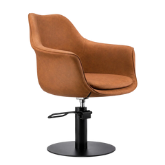 Karma Cronulla Salon Chair 02050501 - Tan with Black Round Base & Black Pump