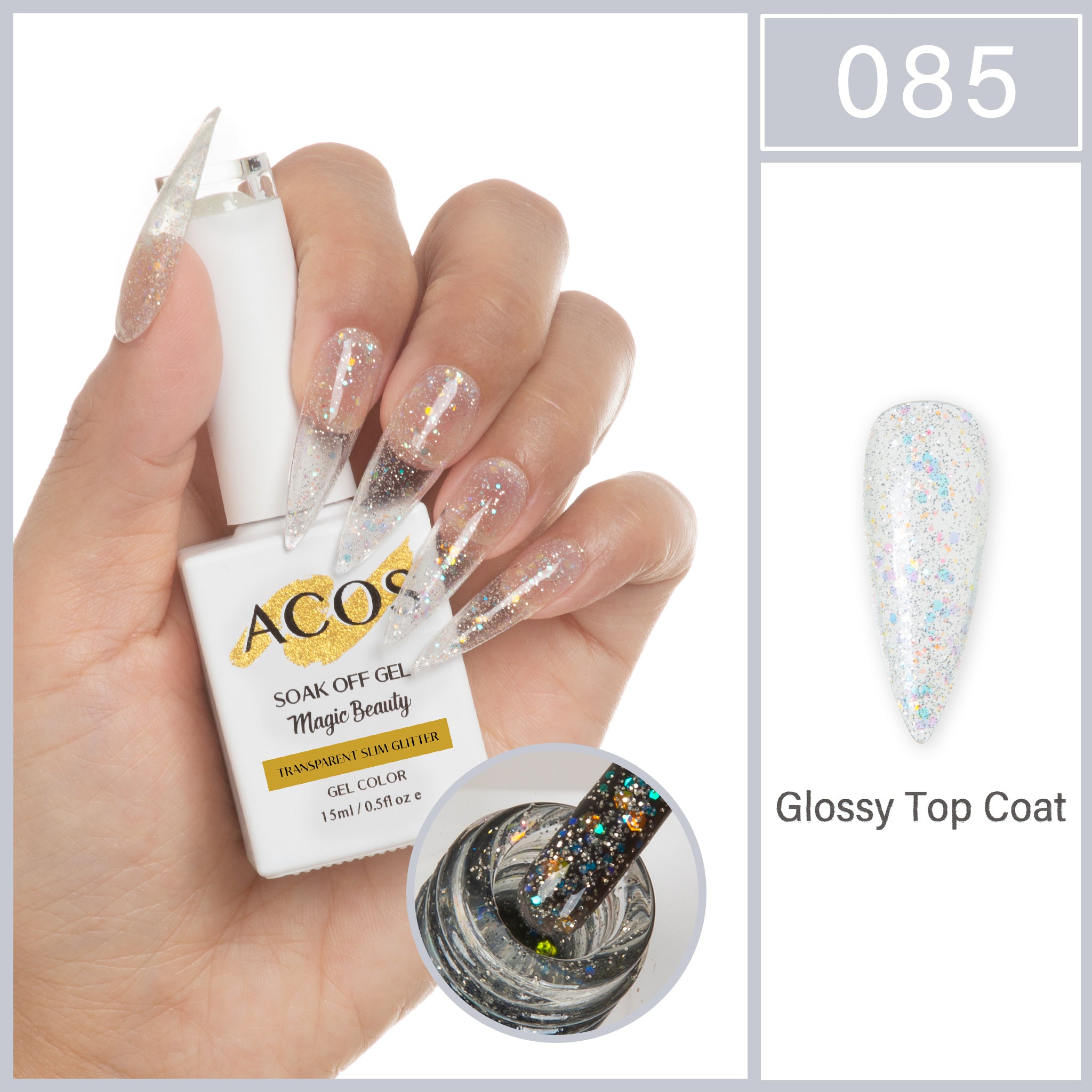 ACOS Magic Beauty Gel Polish Colour SLIM GLITTER (085)