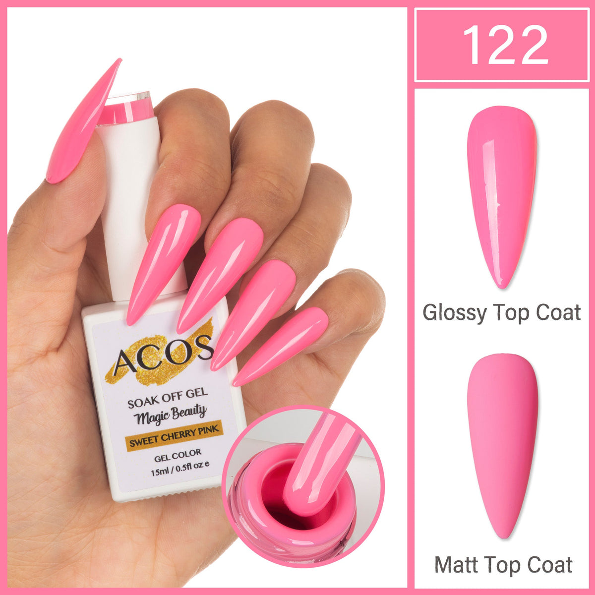ACOS Magic Beauty Gel Polish Colour Sweet Cherry Pink(122)