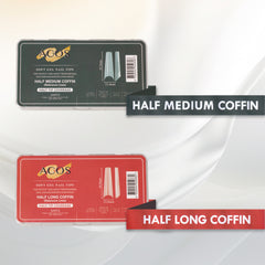 ACOS Soft Gel Nail Tips (Half Tip with lines) -Coffin (312pcs/box)