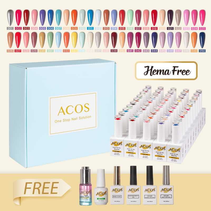 ACOS Hema Free Gel Polish Kit 50 Colours (Series #001) - Lashmer