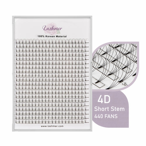 XL tray-Short Stem Premade Fans | Lashmer | C, D Curl--4D - 20 Lines - 440 Fans - Lashmer