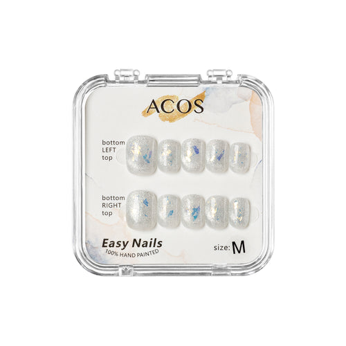ACOS Easy Nails Short Tips (Glitter Silver) - Lashmer