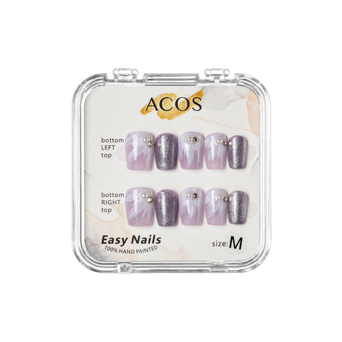 ACOS Easy Nails Short Tips (Purple with Glitter) - Lashmer