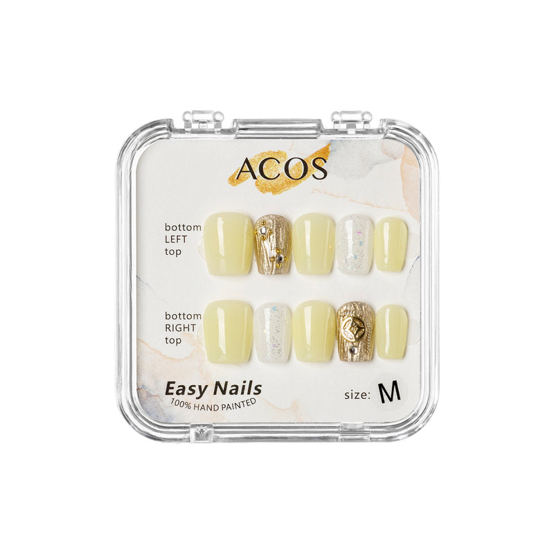 ACOS Easy Nails Short Tips (Glitter White & Gold) - Lashmer