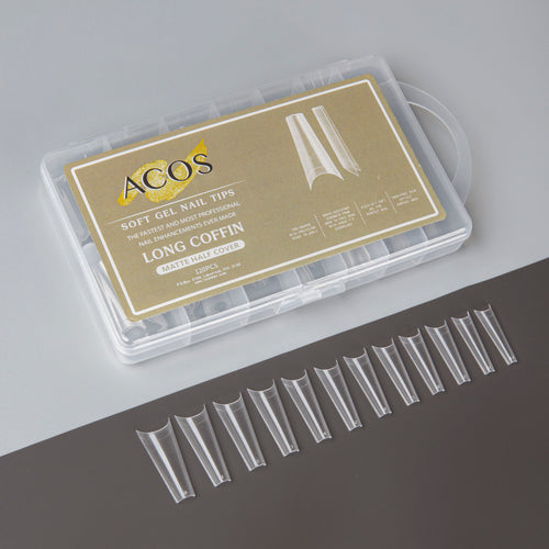 ACOS Soft Gel Nail Tips (Matte Half Cover) - Long Coffin - Lashmer