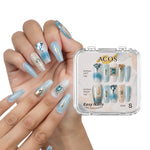 ACOS  Long Pointy Easy Nails  (Blue Gems) - Lashmer