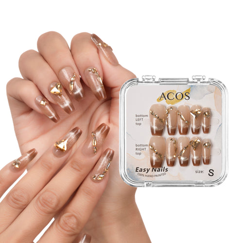 ACOS  Long Pointy Easy Nails  (Glitter Brown) - Lashmer