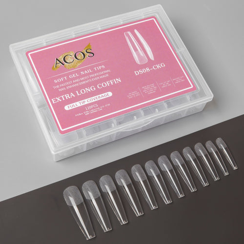 ACOS Soft Gel Nail Tips (Full Cover) - Extra Long Coffin - Lashmer