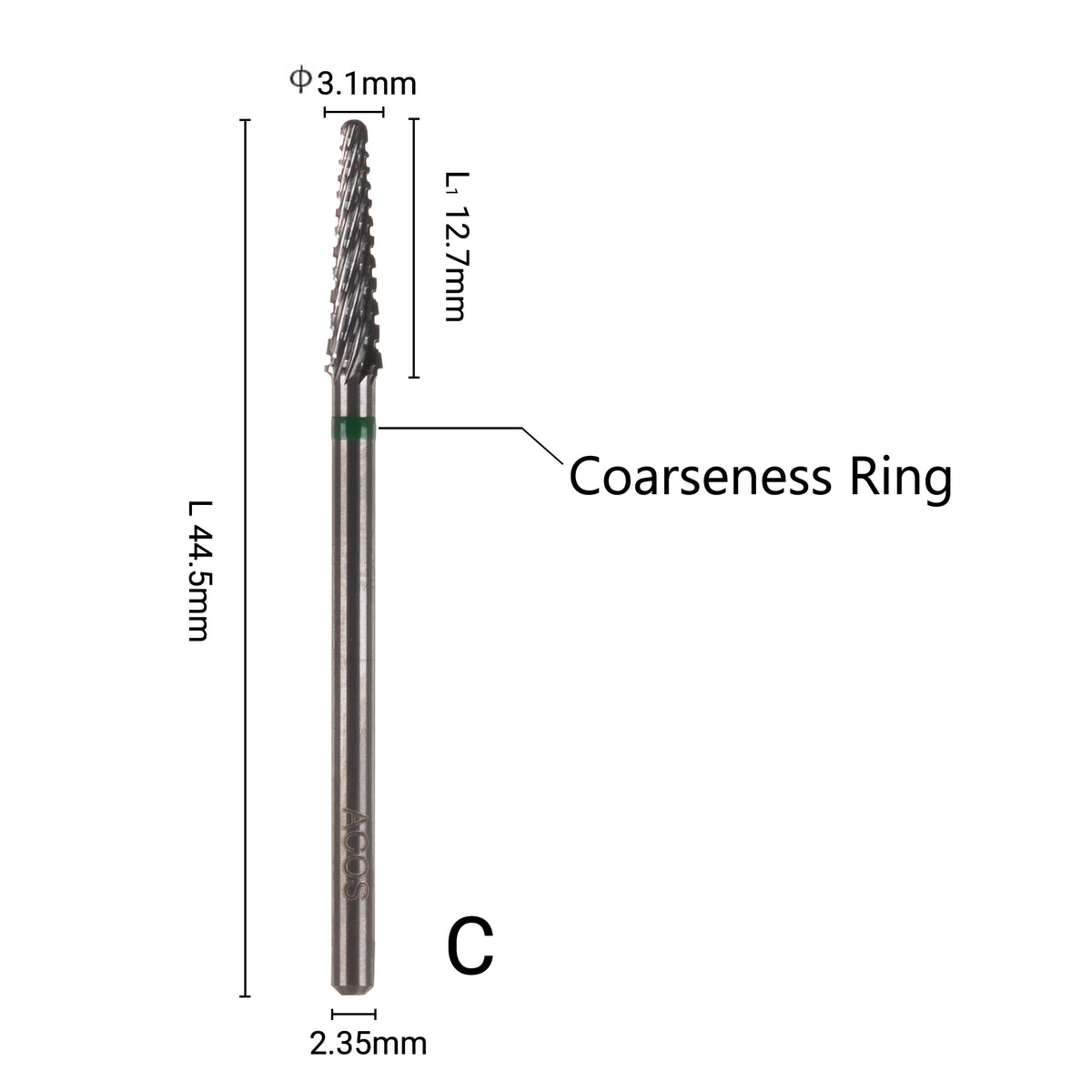 ACOS 3.1mm  Upgrade Small Cone Nail Drill Bit - Lashmer