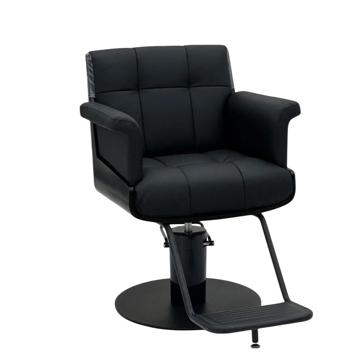 Black salon chair on a white background