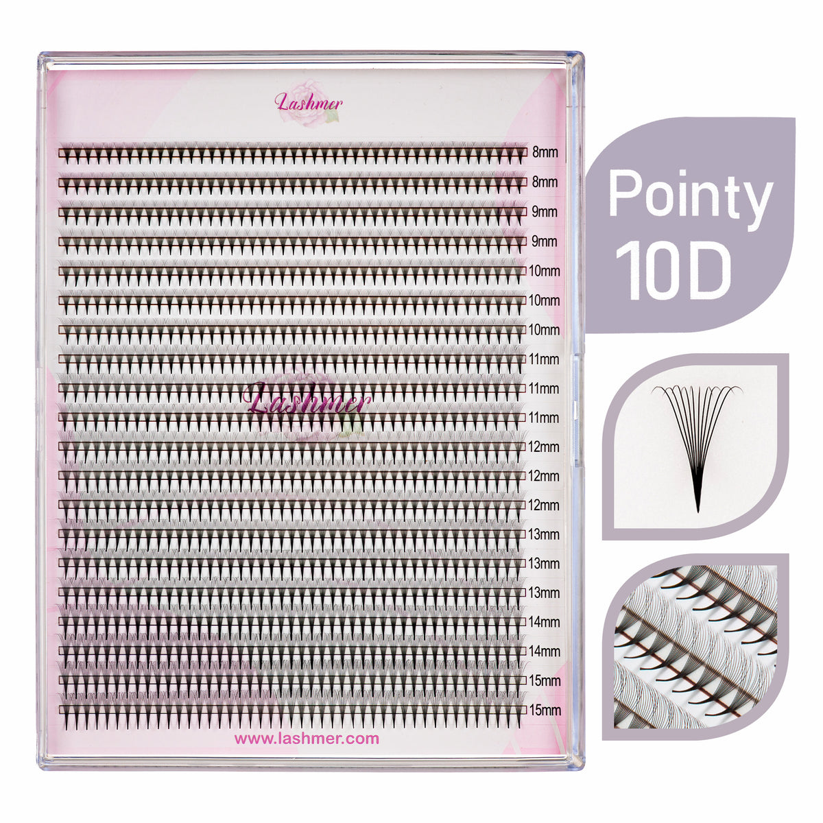 Lashmer 10D Ultra Dark Pointy Narrow Fans (900 Fans) - Lashmer