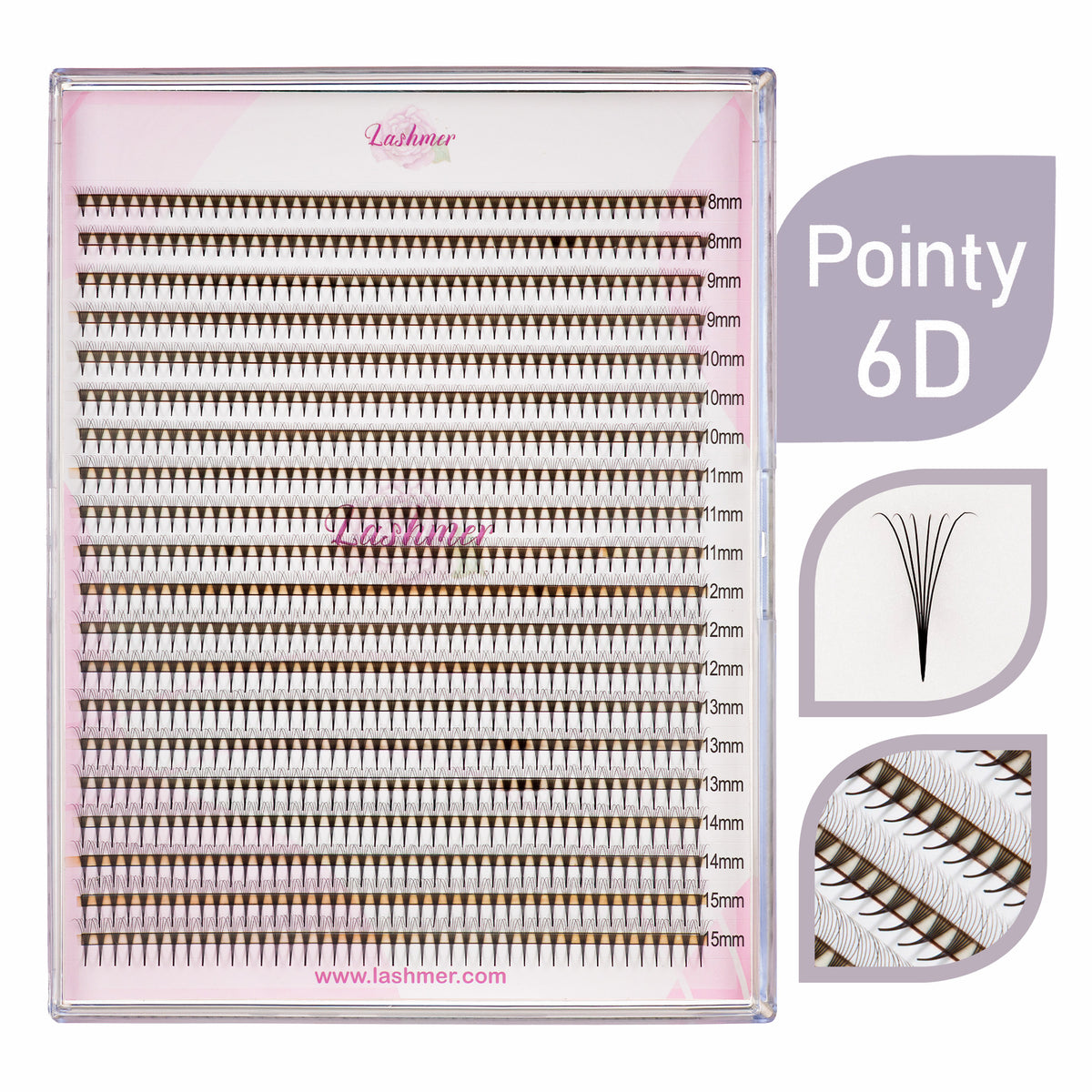 Lashmer 6D Ultra Dark Pointy Narrow Fans (900 Fans) - Lashmer