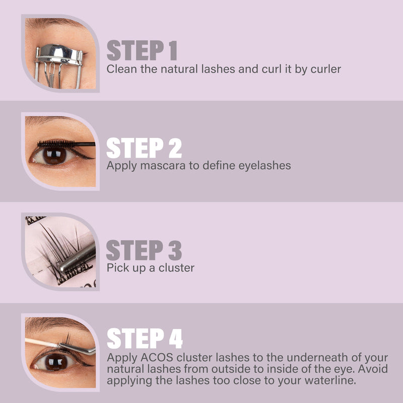 ACOS Cluster Lashes-No Glue-30 Clusters-Style 20 - Lashmer