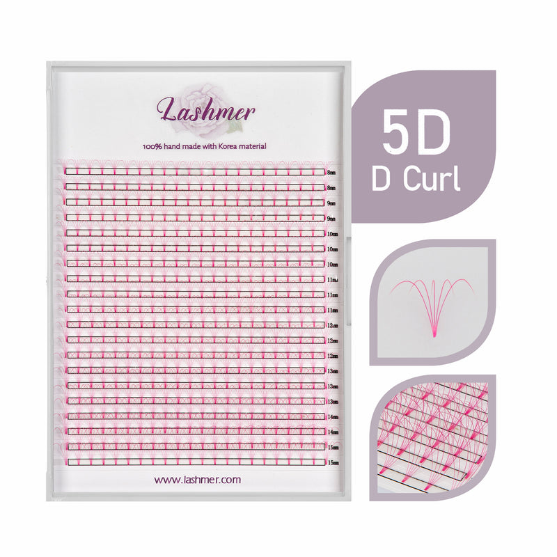 XL tray-Pink 5D Premade fans Short Stem | Lashmer - Lashmer