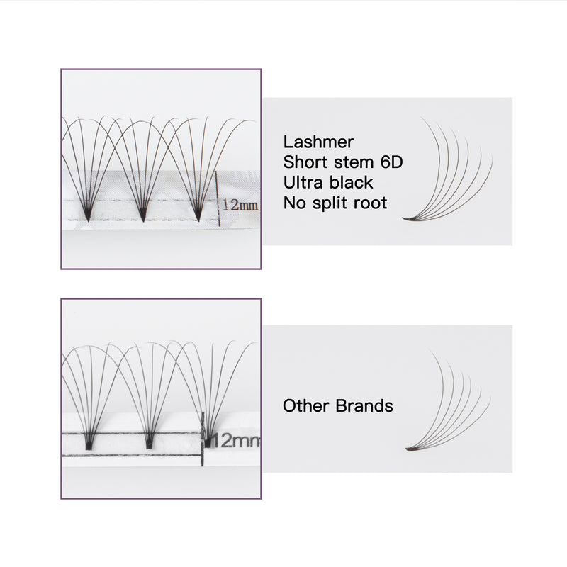 C, D Curl--6D Short Stem Premade Fans - Lashmer Nails&Eyelashes Supplier