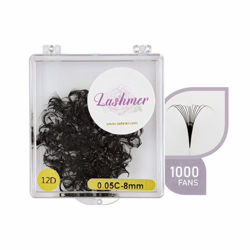12D Loose Promade Fans | Lashmer | C, D Curl - 1000 Fans - Lashmer Nails&Eyelashes Supplier